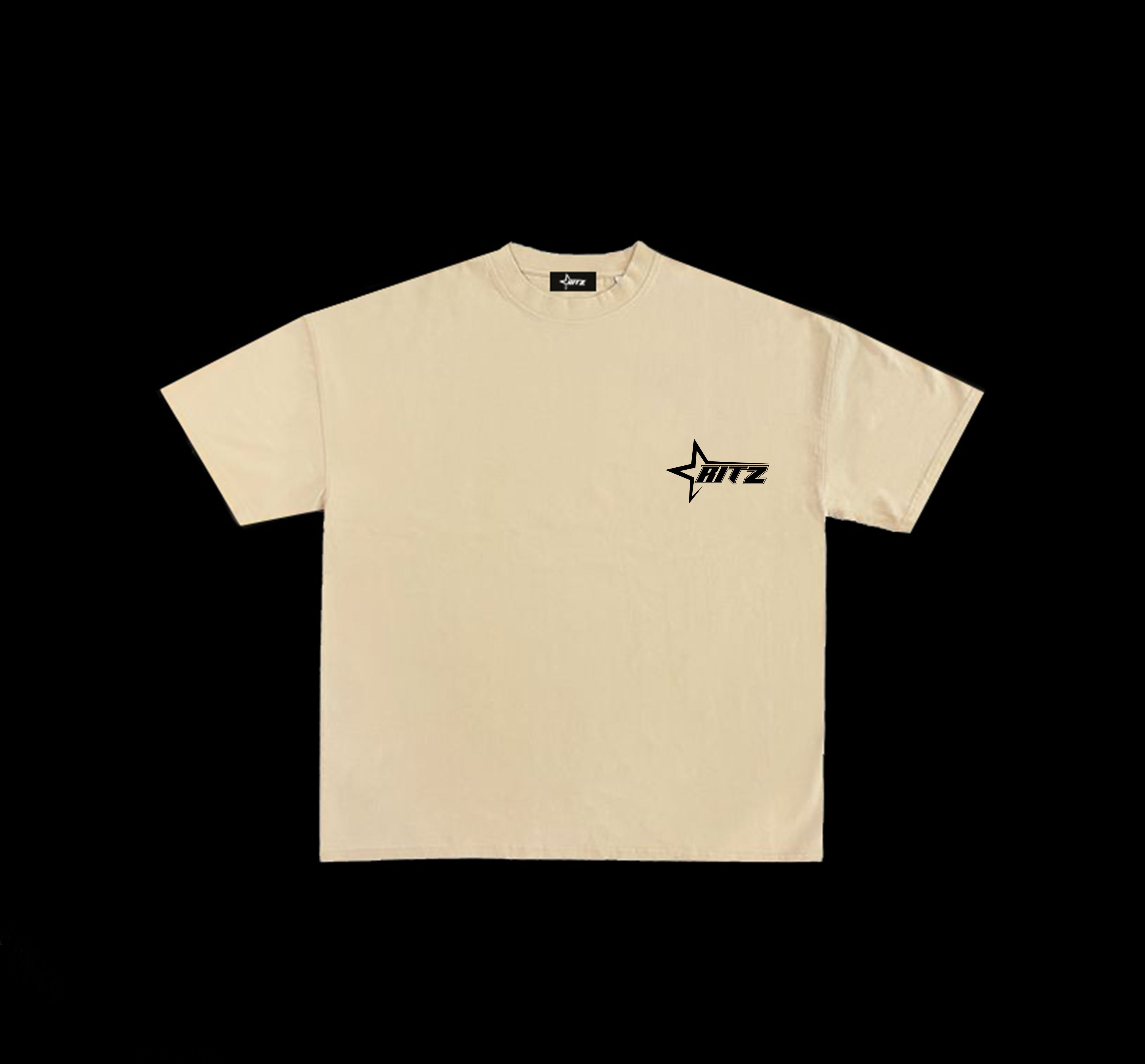 Ritz Beige Black Logo Crest Tee