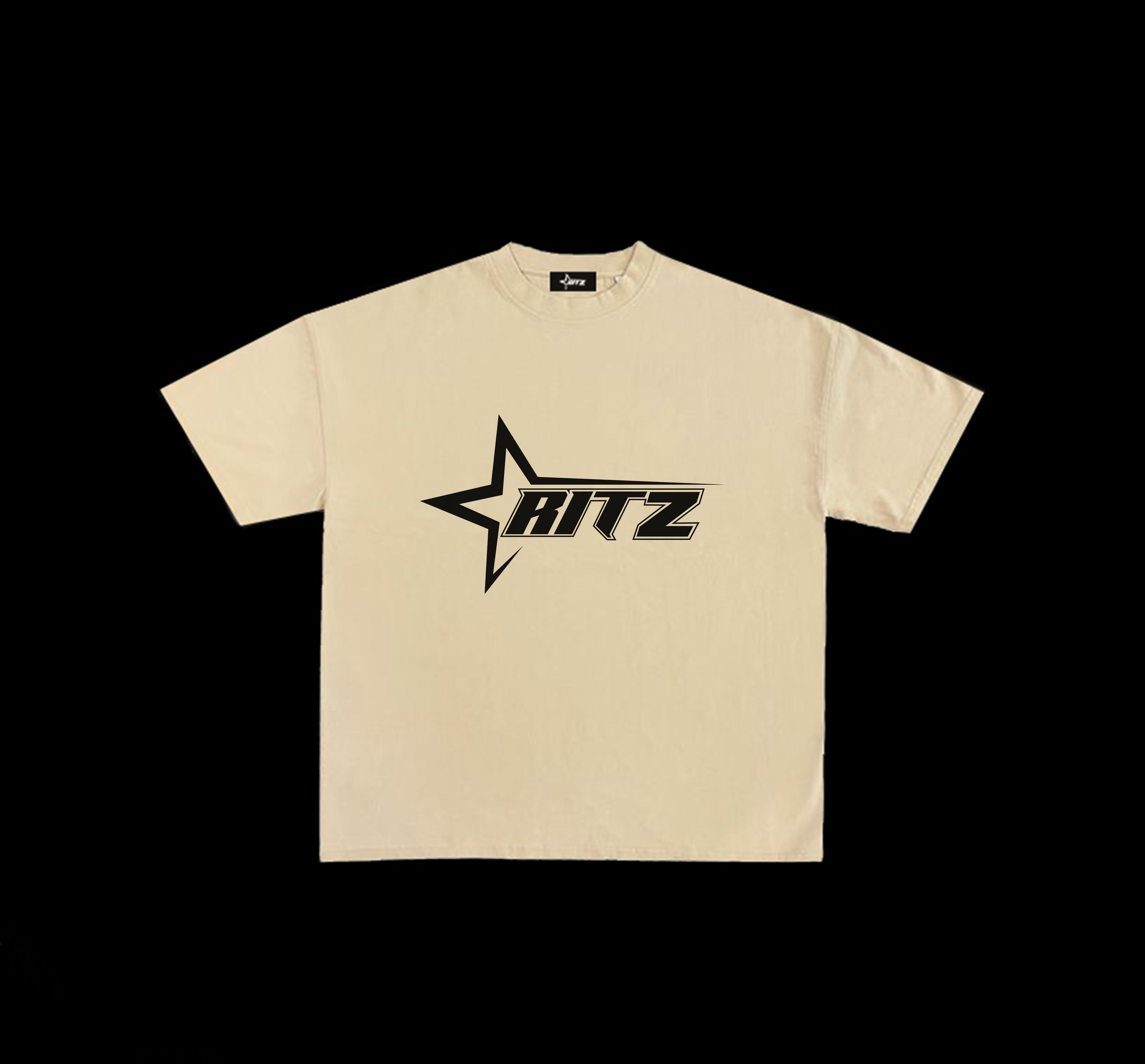 Ritz Beige Black Logo Crest Tee