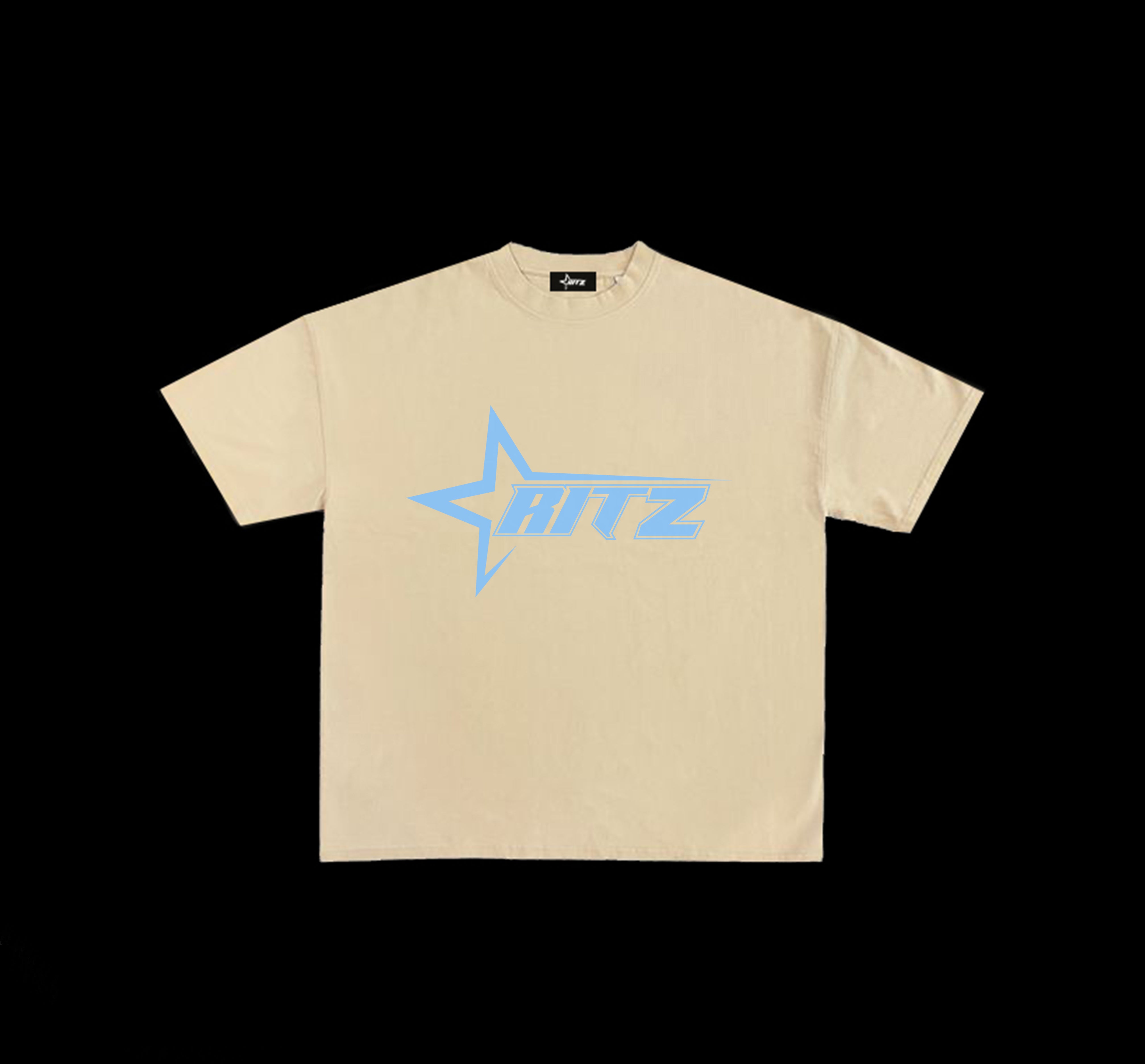 Ritz Beige Blue Logo Crest Tee