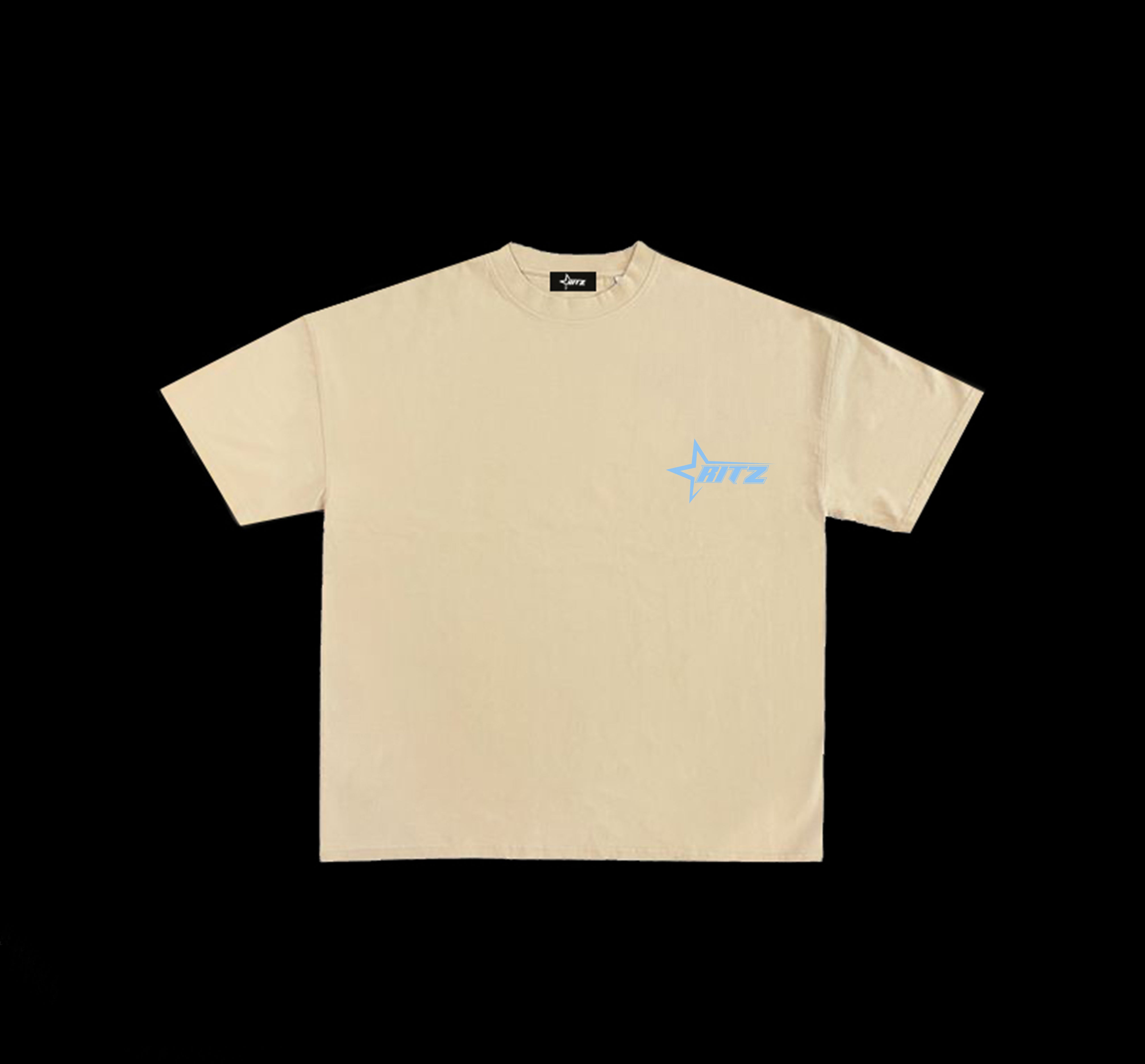 Ritz Beige Blue Logo Crest Tee