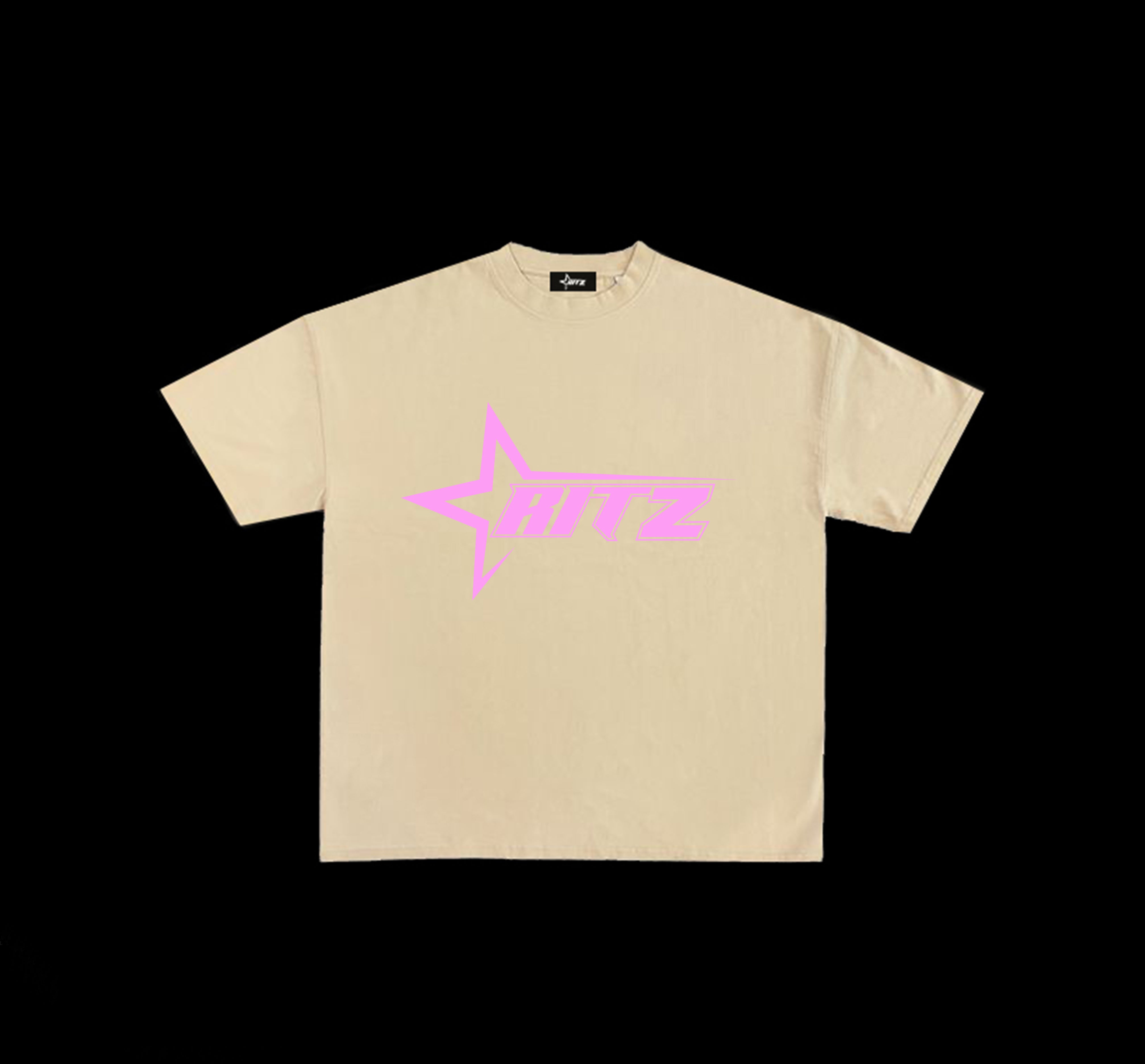 Ritz Beige Pink Logo Crest Tee