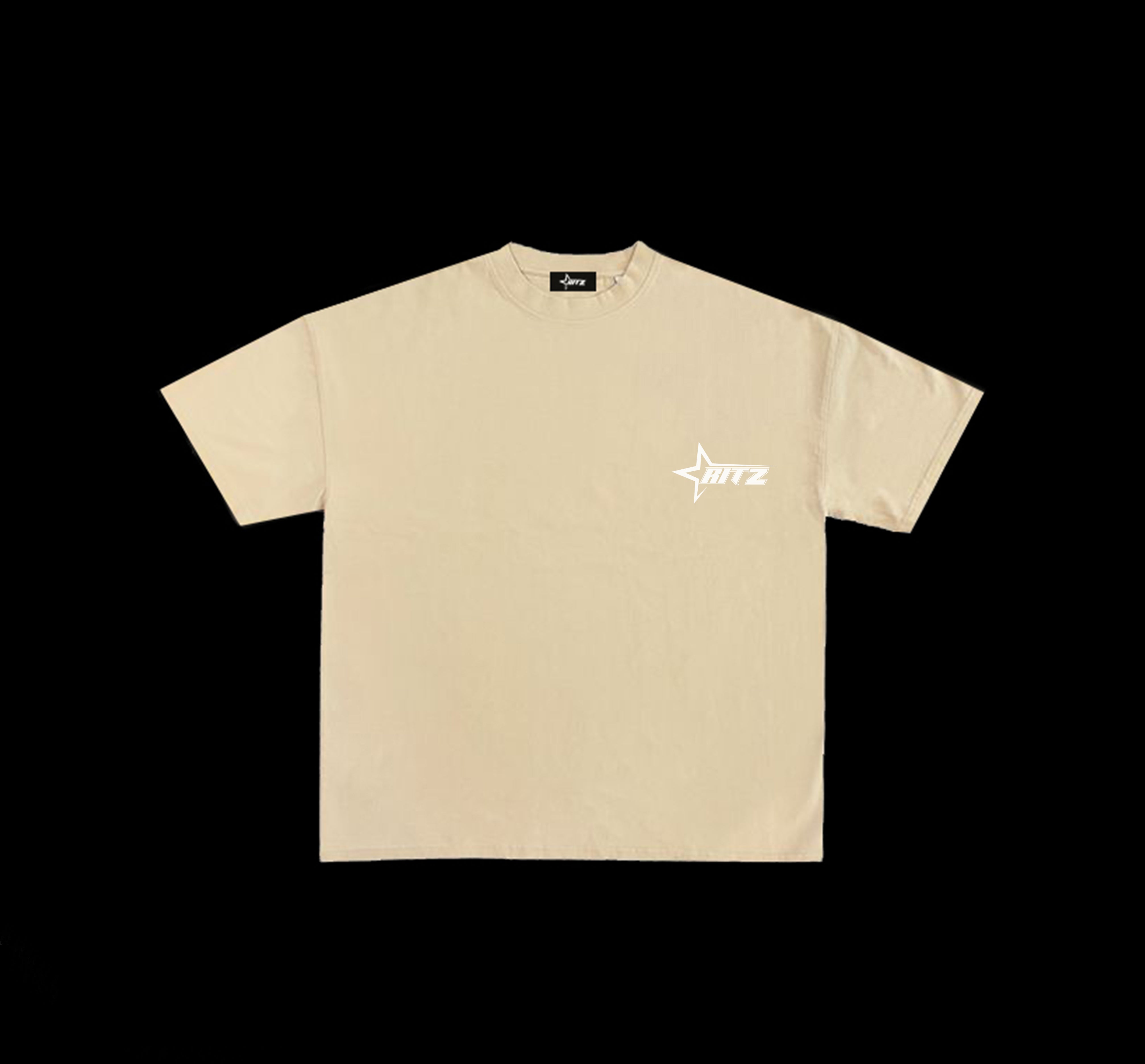 Ritz Beige White Logo Crest Tee