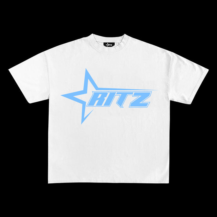 Ritz White Blue Logo Crest Tee