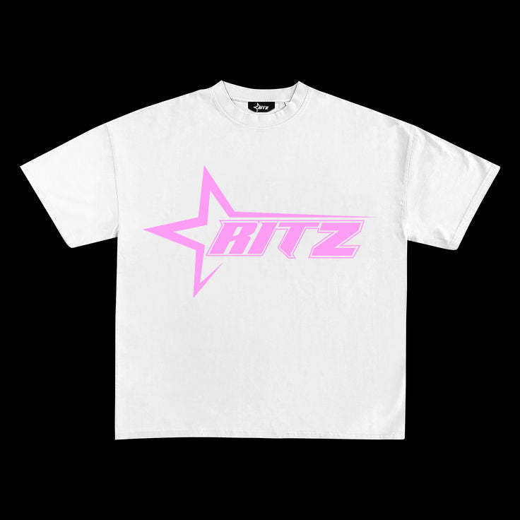 Ritz White Pink Logo Crest Tee