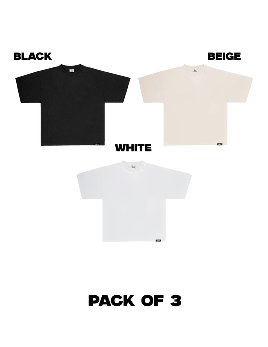 PACK OF THREE( BLACK+WHITE+BEIGE)