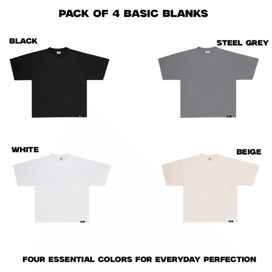 PACK OF FOUR BASIC BLANKS(BLACK+WHITE+STEELGREY+BEIGE)